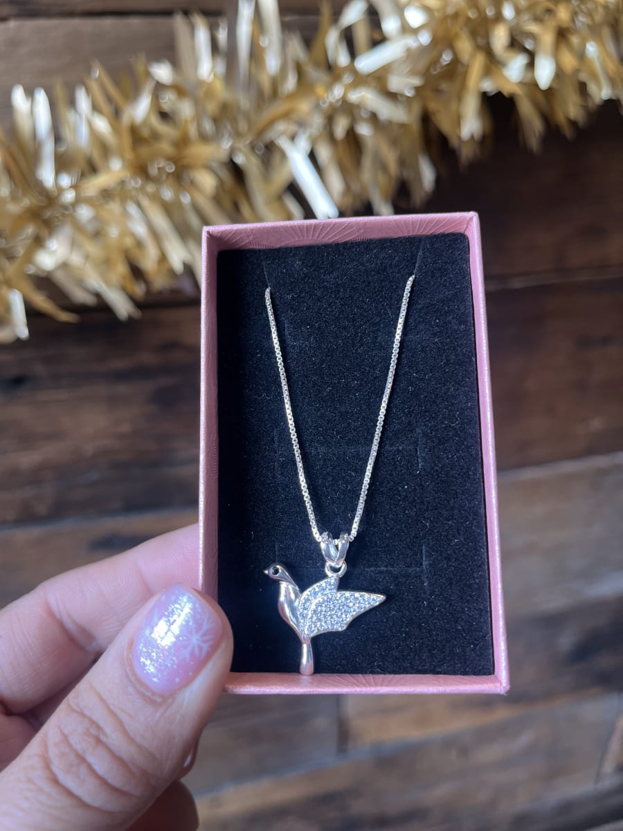 Collar Plata 925 colibri microcircones blanco1