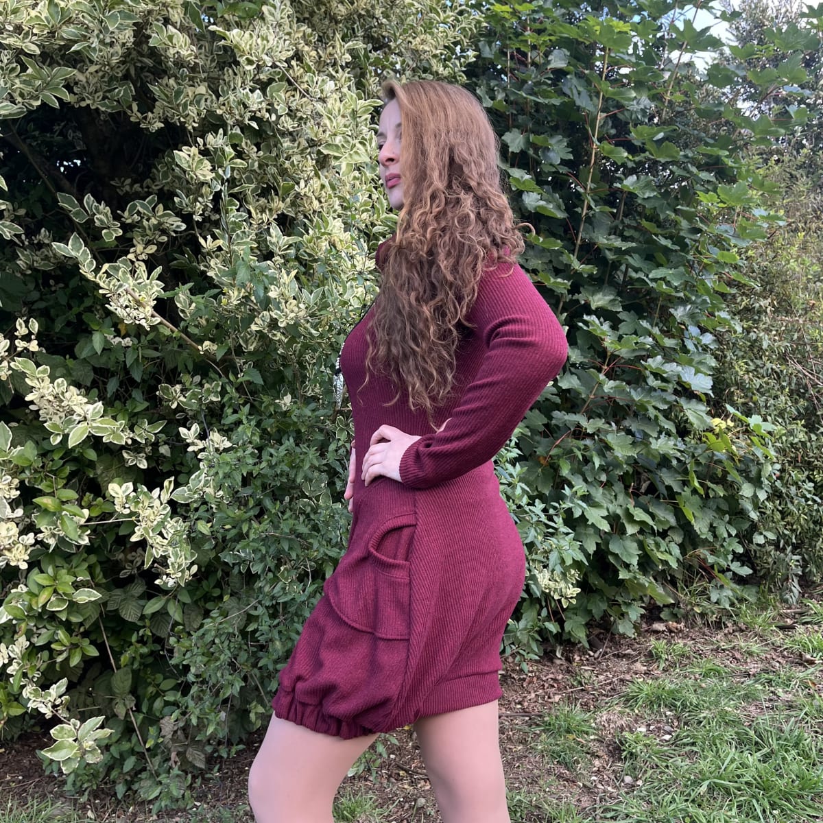 Vestido globo lanilla rojo italiano con cuello2