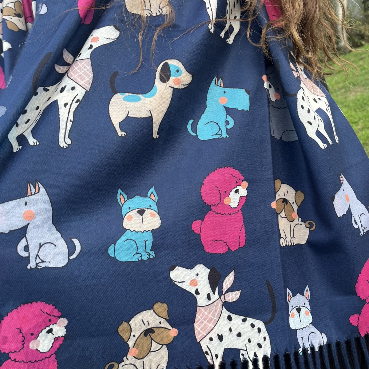 Bufanda Cashmere perritos azul marino2