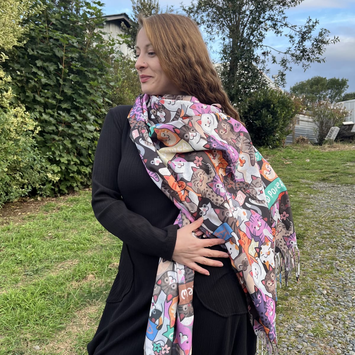 Bufanda Cashmere gatitos meow power cafe3