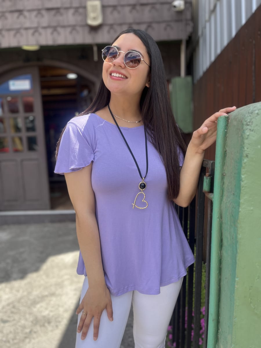 Polera Karla lila  modal algodon manga corta vuelo2