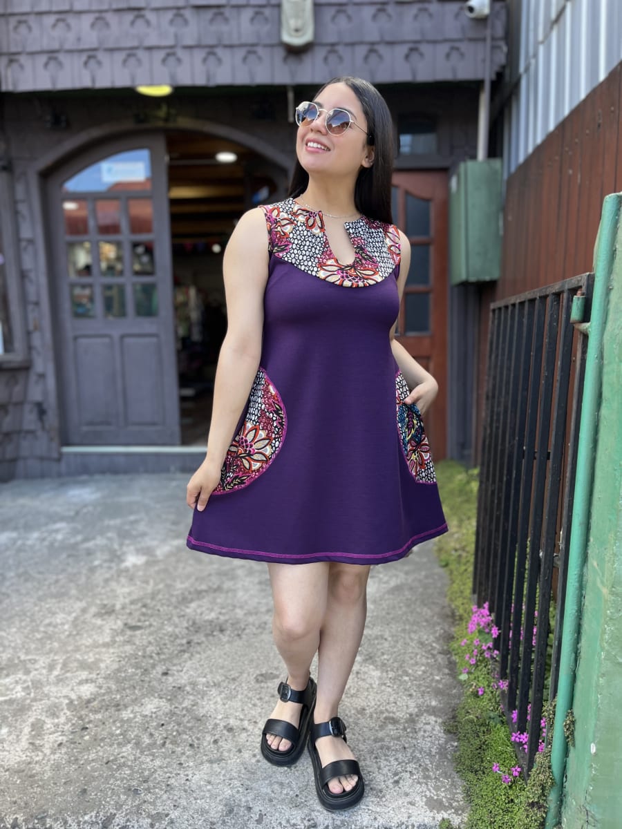 Vestido kisu Lulú morado con bolsillos1