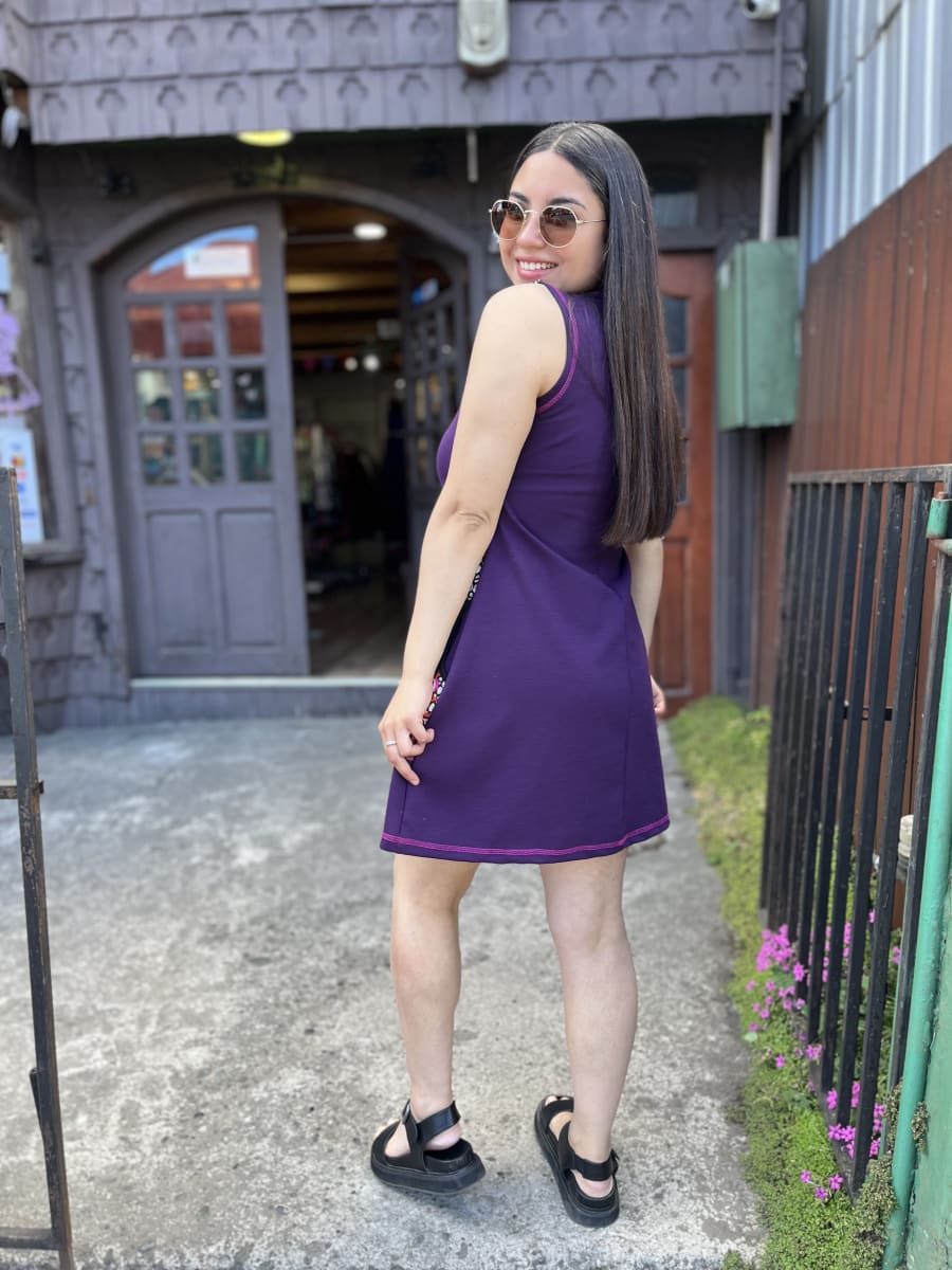 Vestido kisu Lulú morado con bolsillos3