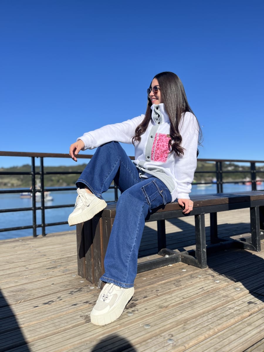 Chaqueton Astrea Artico blanco polar aplicacion estampada2