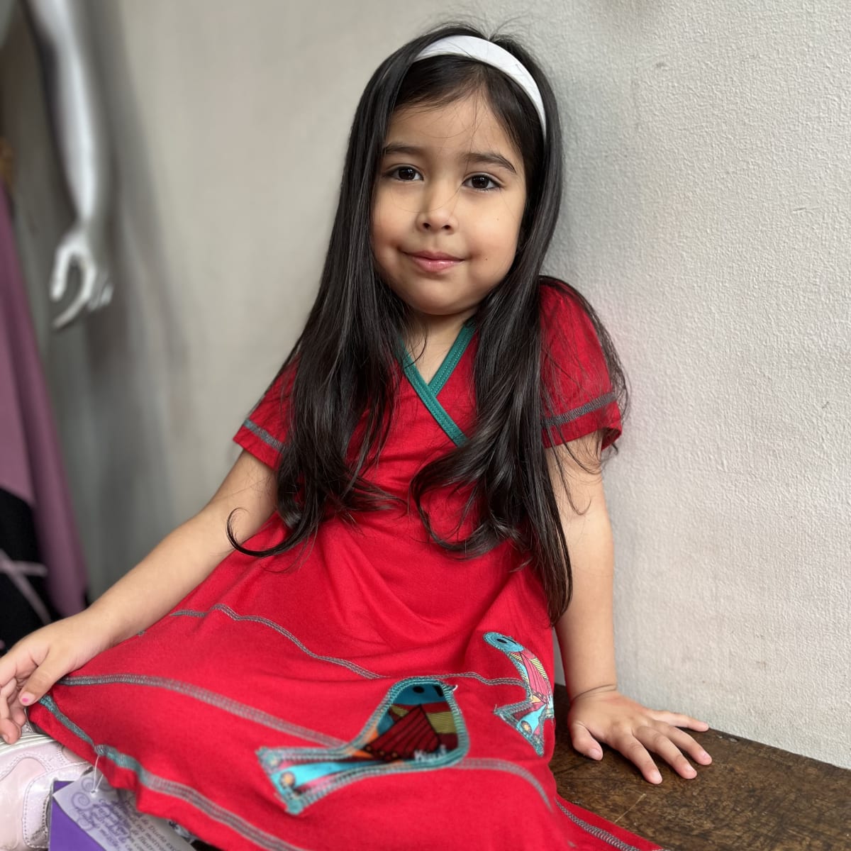 Vestido kisu niña doble cruce rojo verde modal algodon4