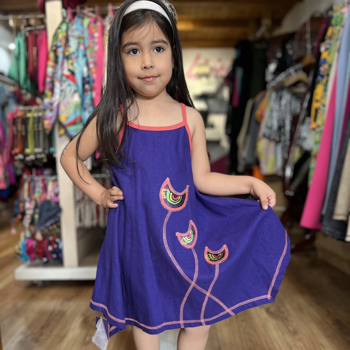 Vestido kisu niña pabilo morado coral lino2