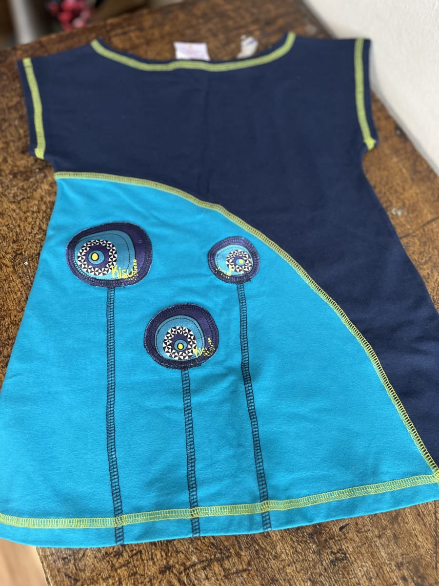 Vestido kisu niña bicolor calipso marino algodon pima1