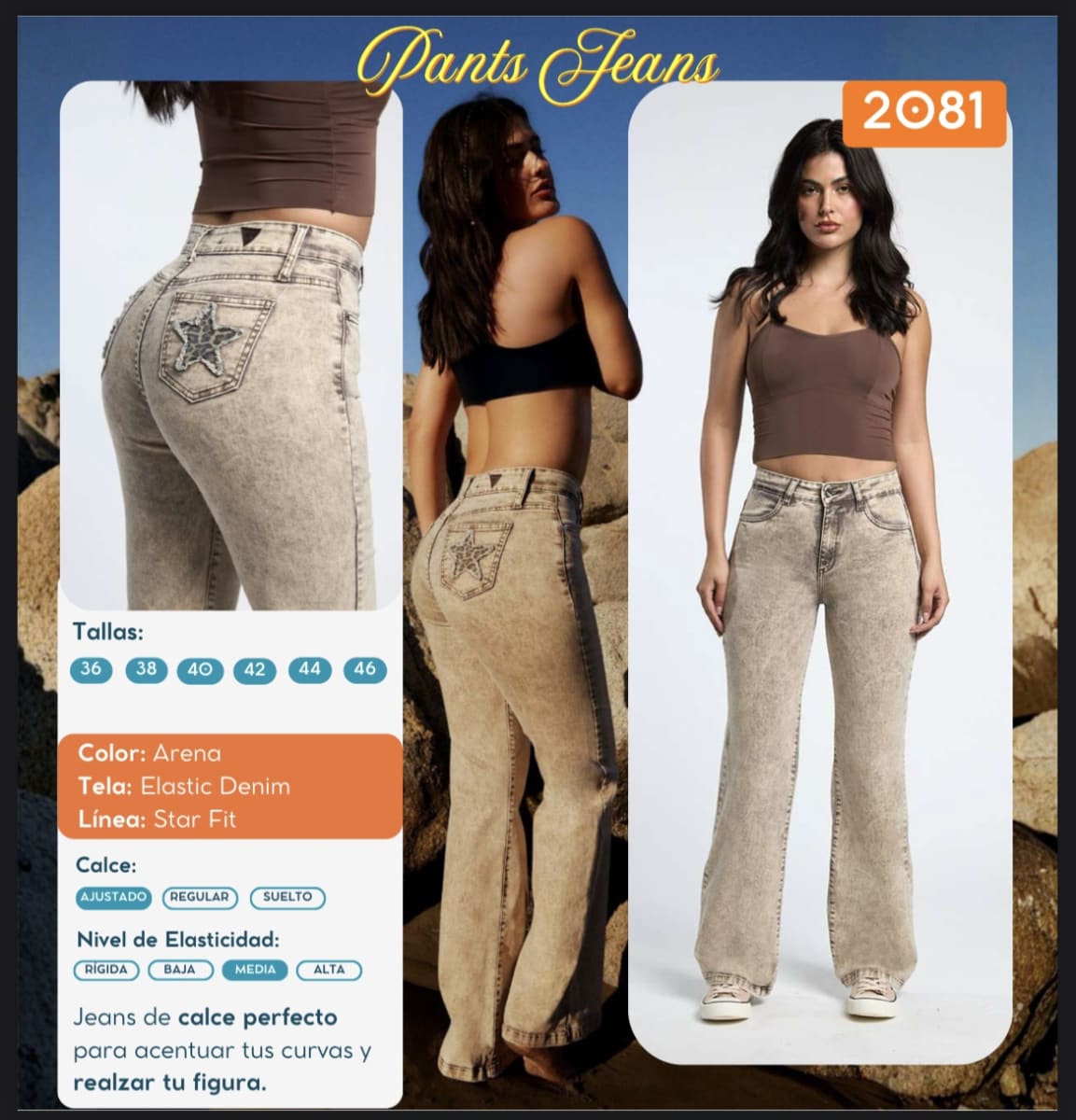 Jeans Paradise 2081 capuccino estrella print4