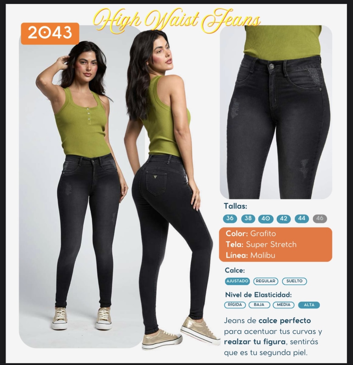 Jeans Paradise 2043 High Waist grafito1