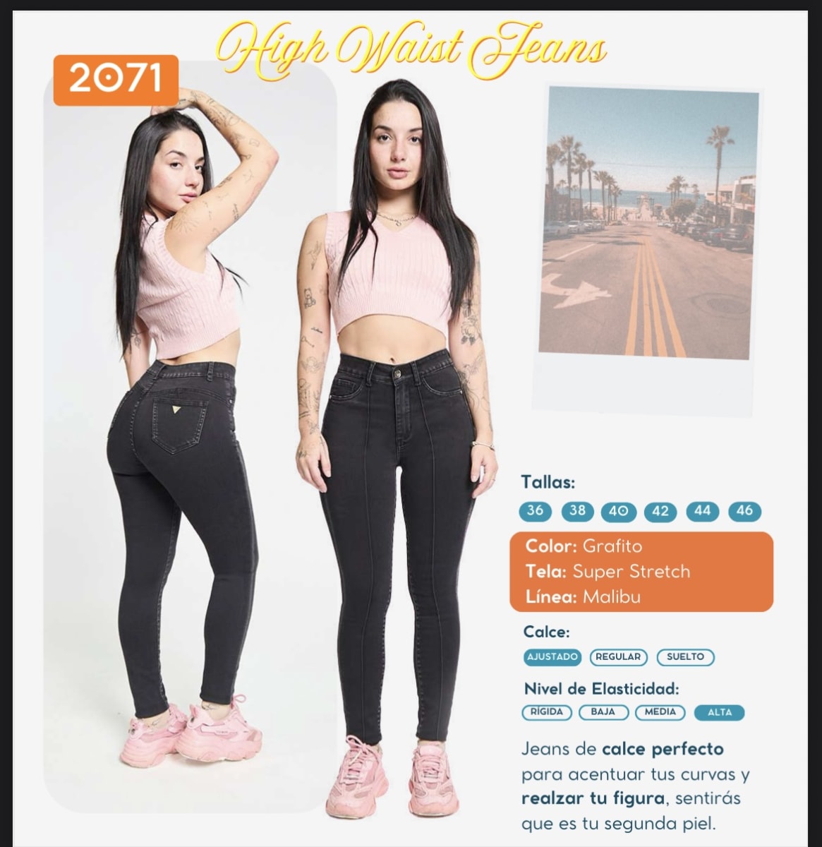 Jeans Paradise 2071 High Waist negro1