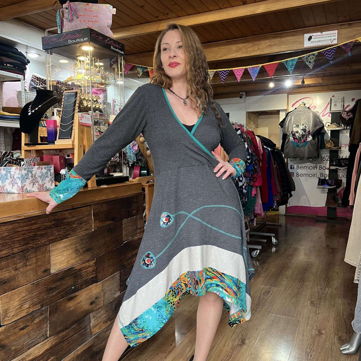 Vestido Kisu faldon asimetrico marengo3