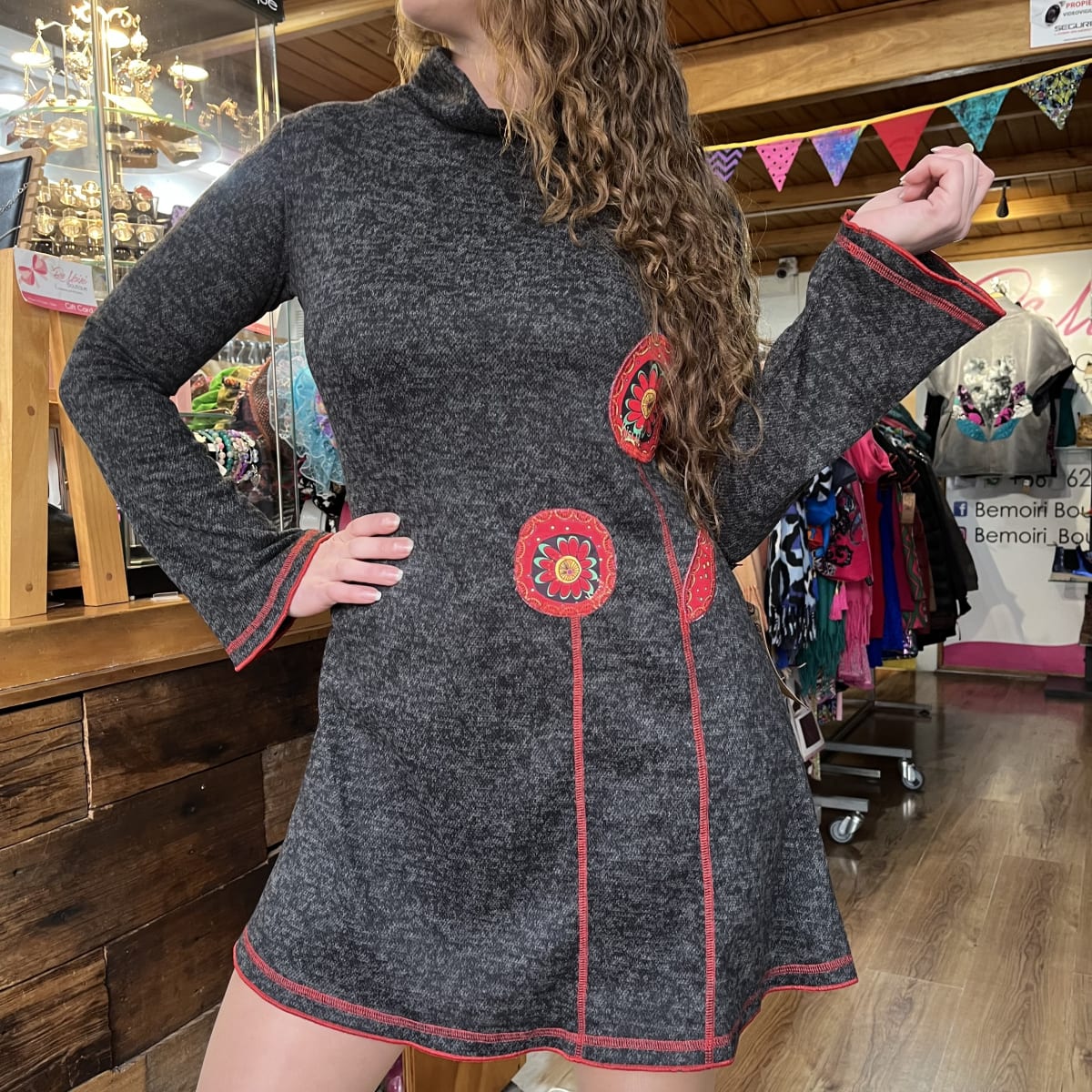 Vestido Kisu Sure marengo manga larga2