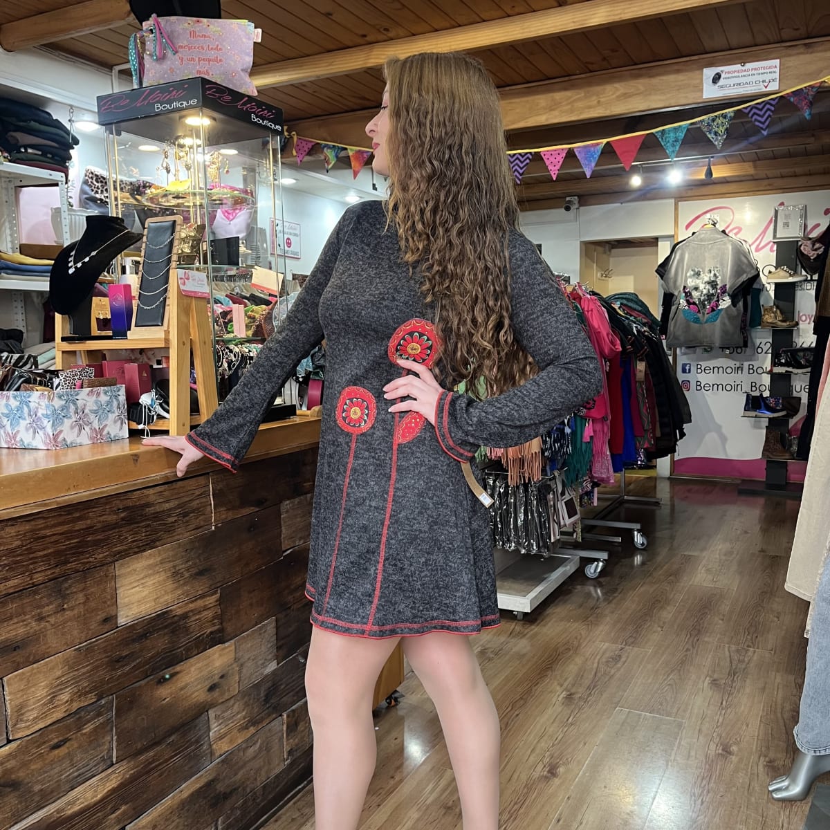 Vestido Kisu Sure marengo manga larga3