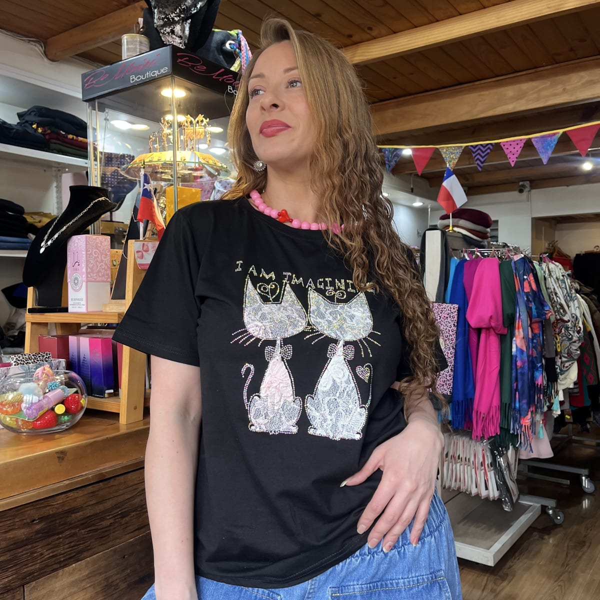 Polera CAT imagining negro brillo1