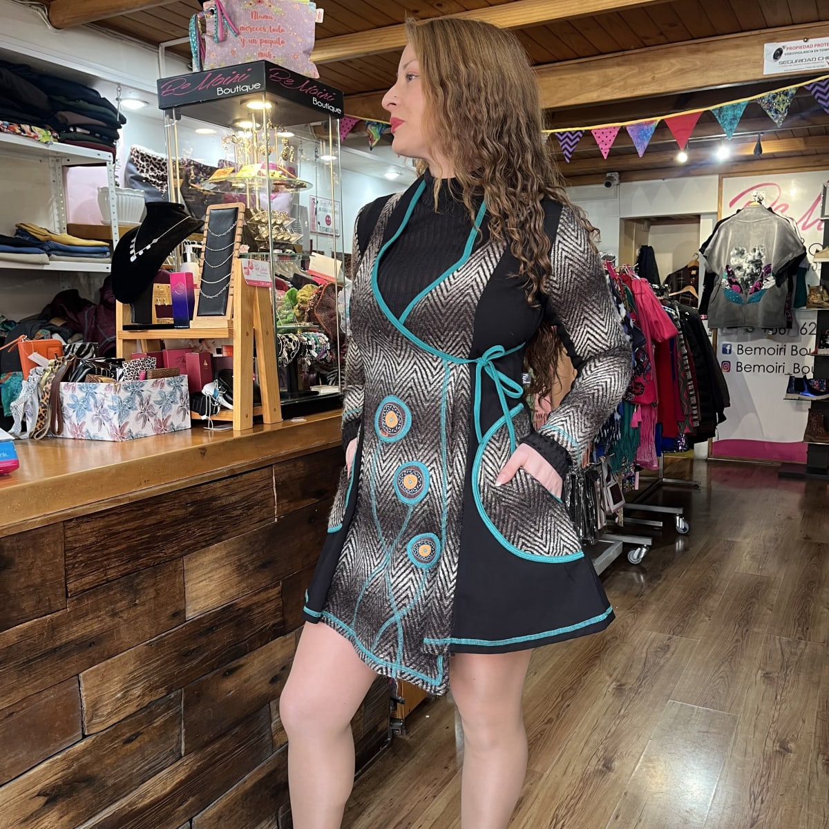 Abrigo Kisu doble cruce cafe jaspeado1