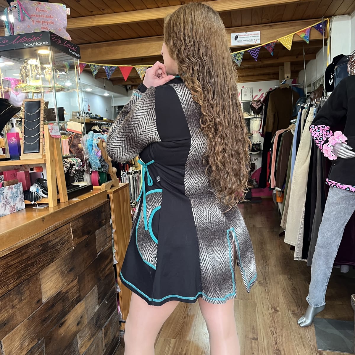 Abrigo Kisu doble cruce cafe jaspeado2