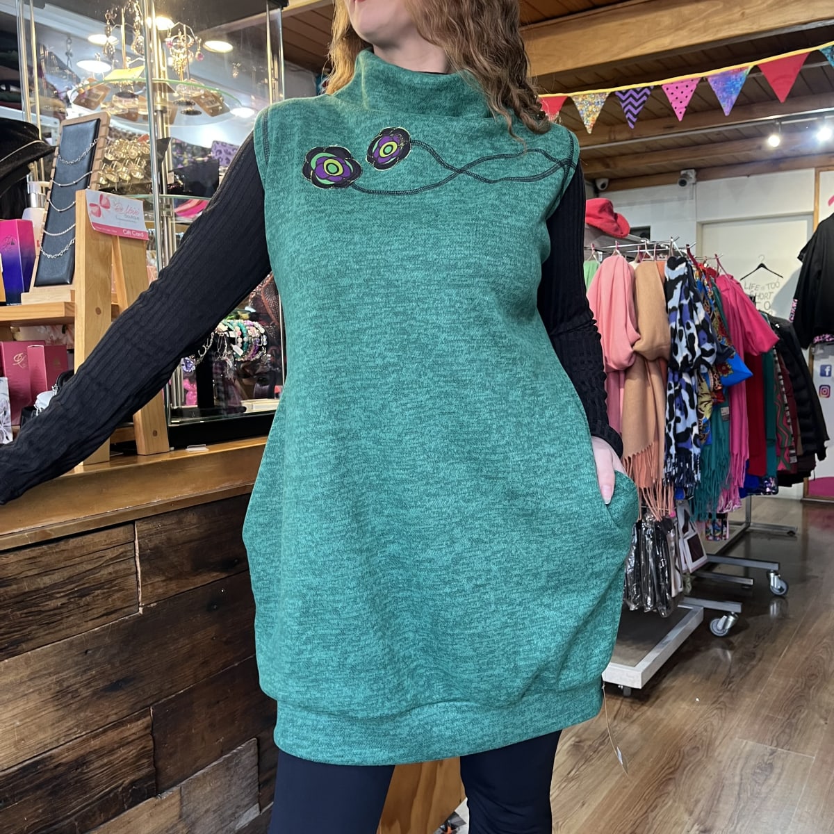 Vestido kisu Meli globo verde sin mangas2