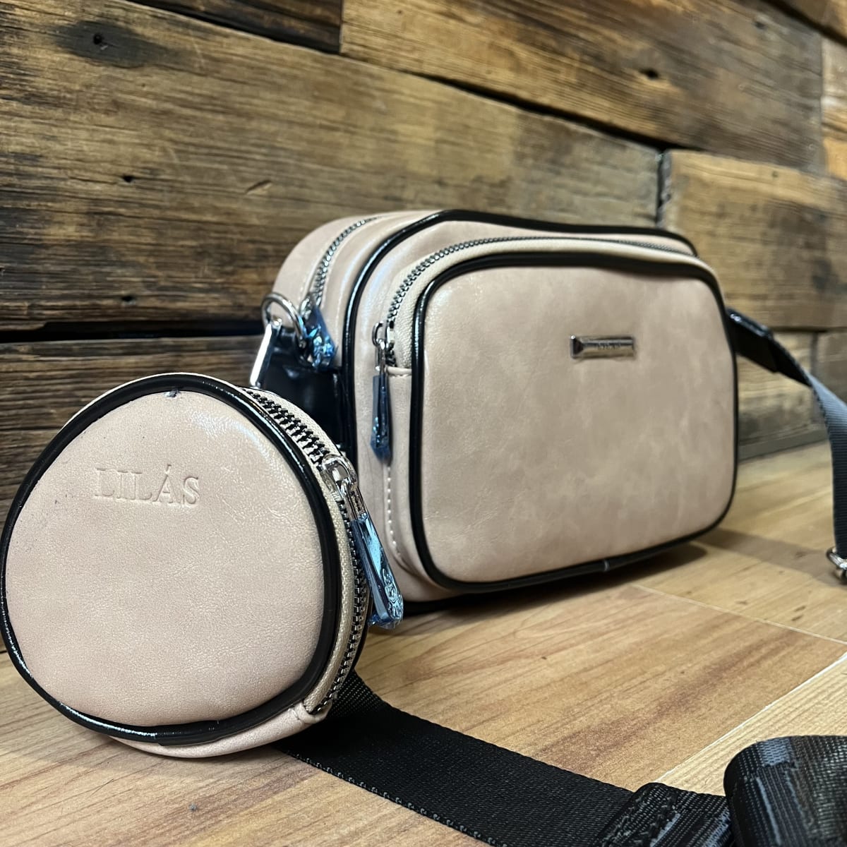 Cartera Lilás bandolera beige + monedero3