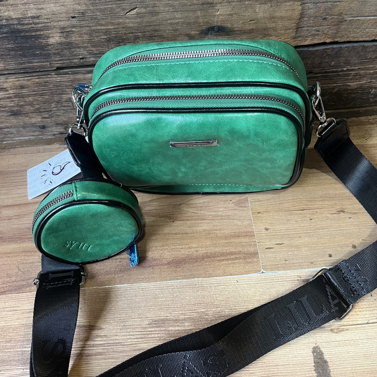 Cartera Lilás bandolera verde + monedero4