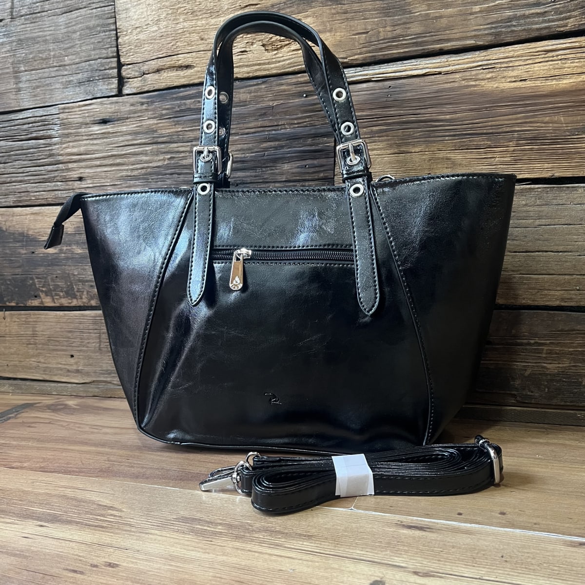 Cartera Lilás hombro negro cebra con asa desmontable3