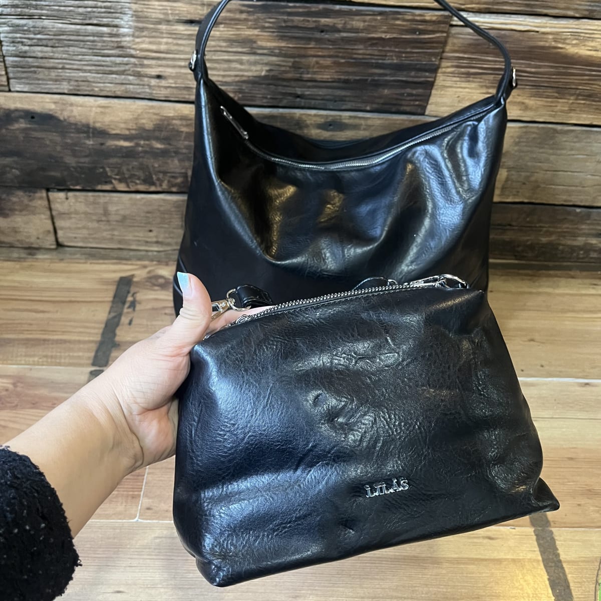 Cartera Lilás maxi negro + mini cartera5