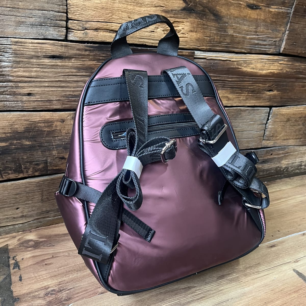 Mochila Lilás rojo metalizado tela3