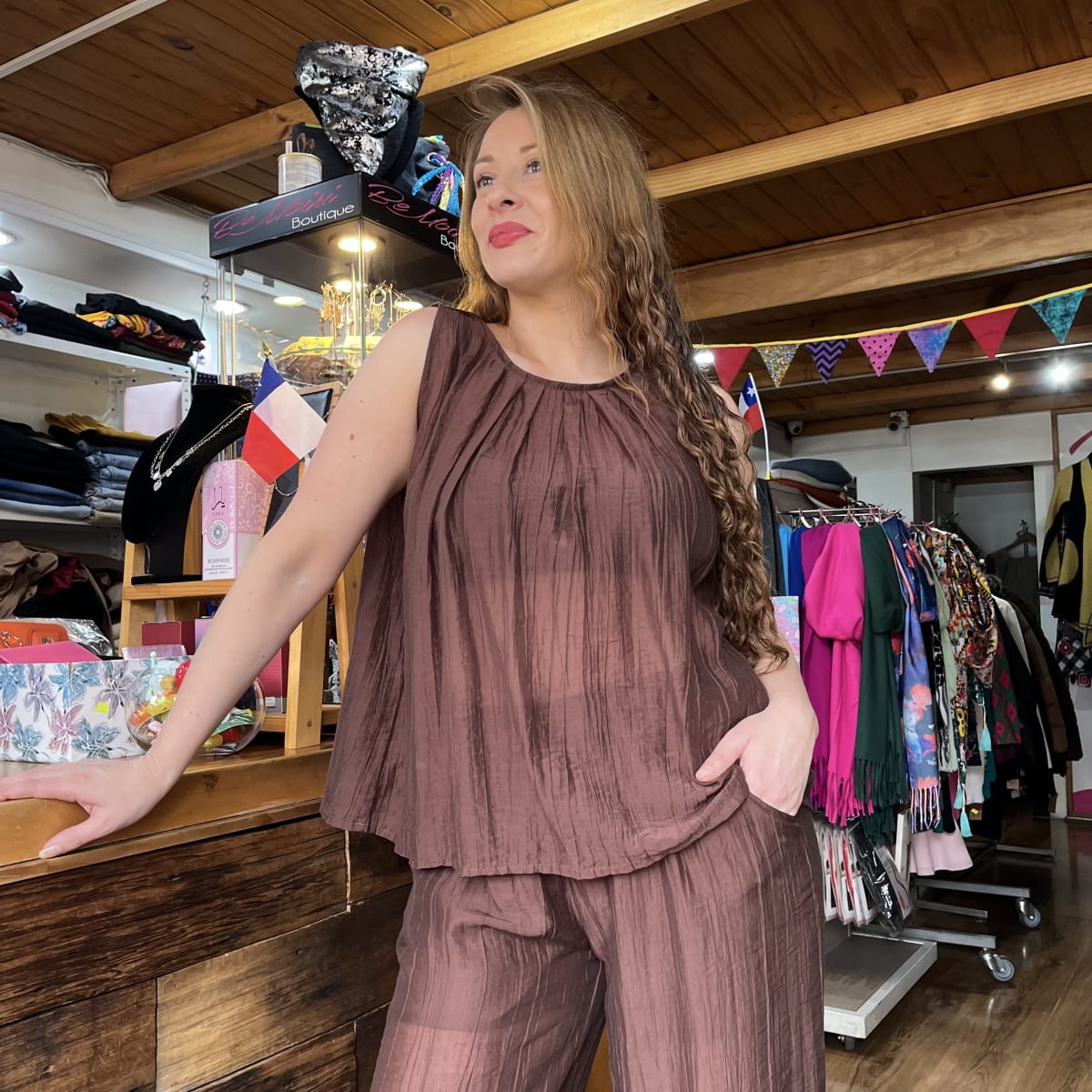 Conjunto pantalon + blusa chocolate2