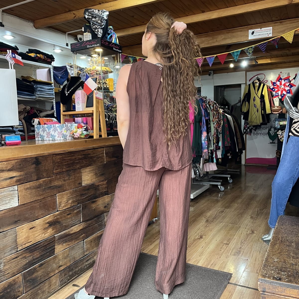Conjunto pantalon + blusa chocolate3
