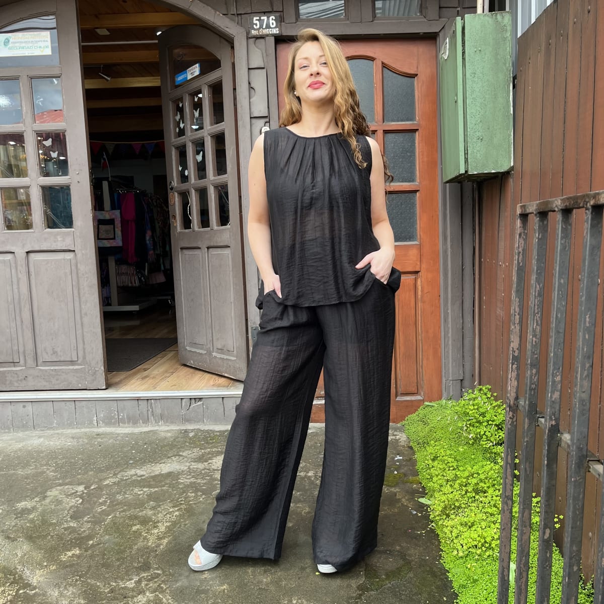 Conjunto pantalon + blusa negro1