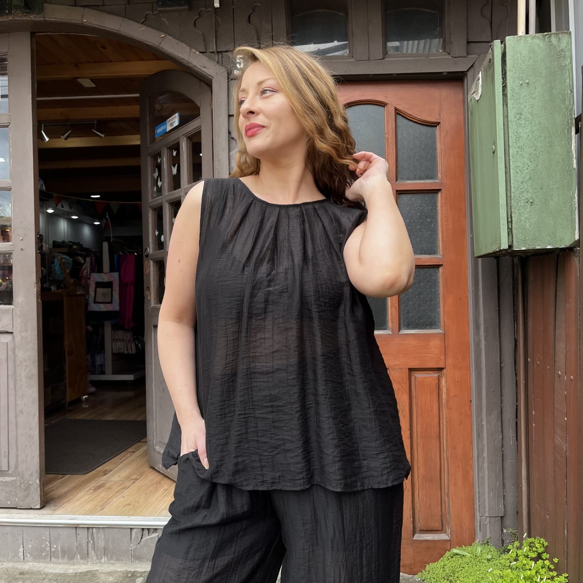 Conjunto pantalon + blusa negro3