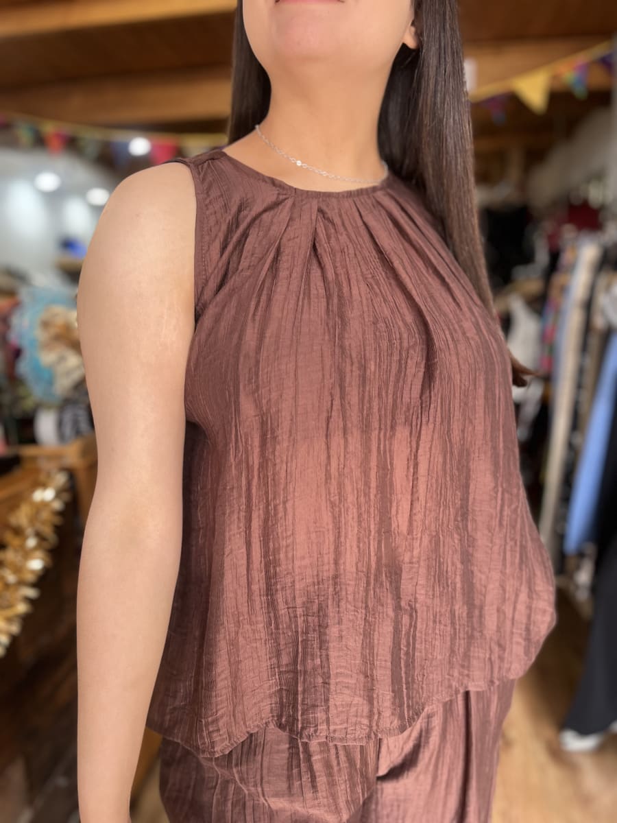 Conjunto pantalon + blusa chocolate2