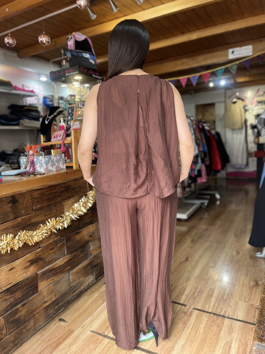 Conjunto pantalon + blusa chocolate3