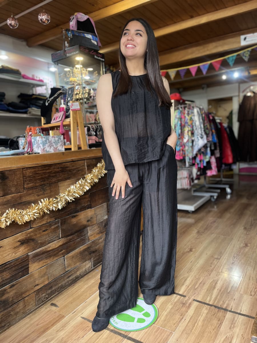 Conjunto pantalon + blusa negro1