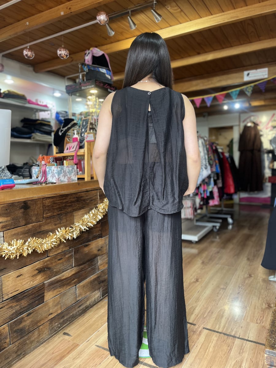 Conjunto pantalon + blusa negro4