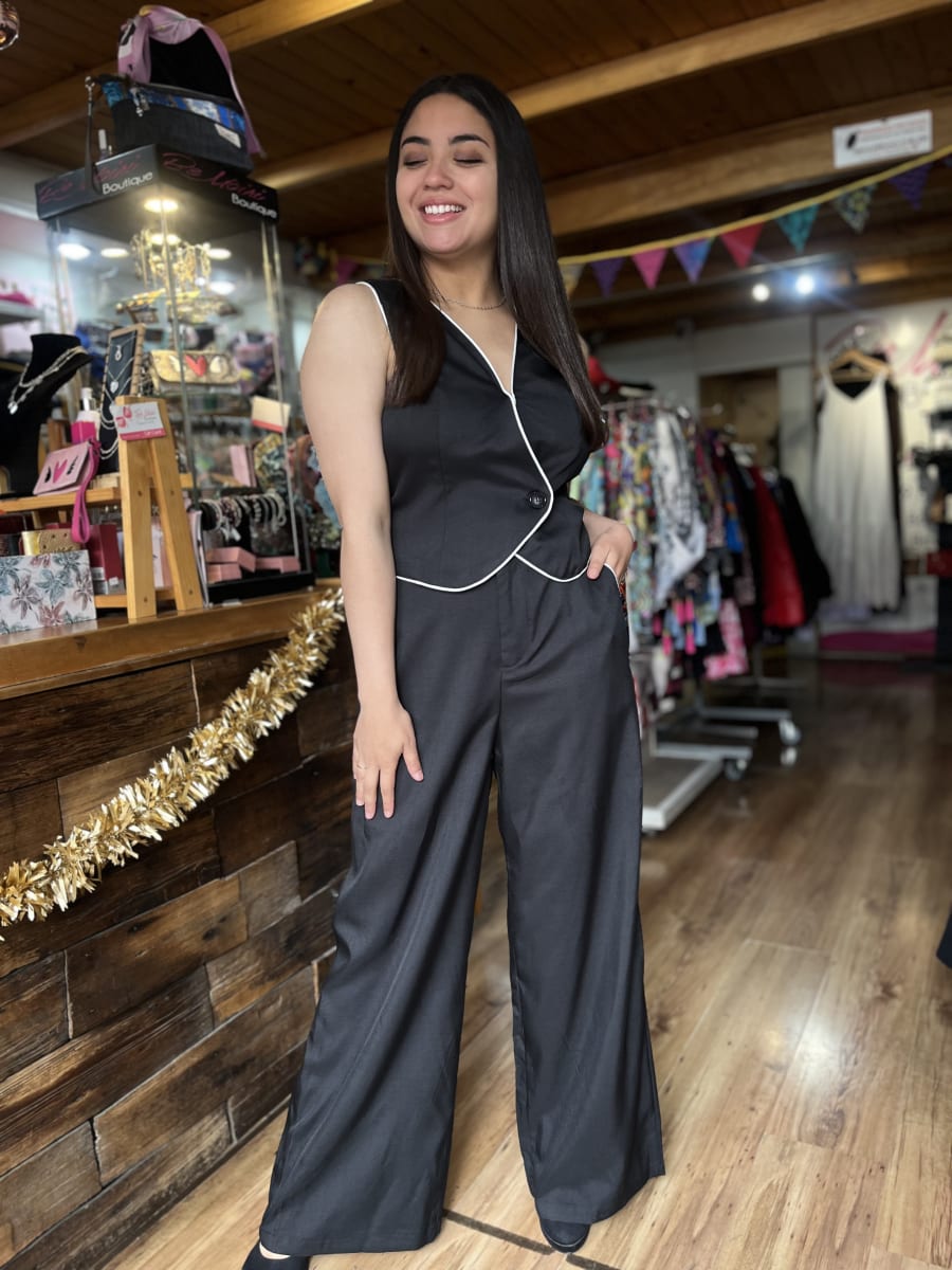 Conjunto pantalon + gillet negro2
