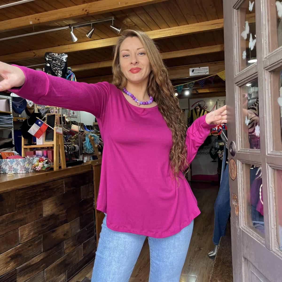 Polera Ana magenta modal algodón manga larga1