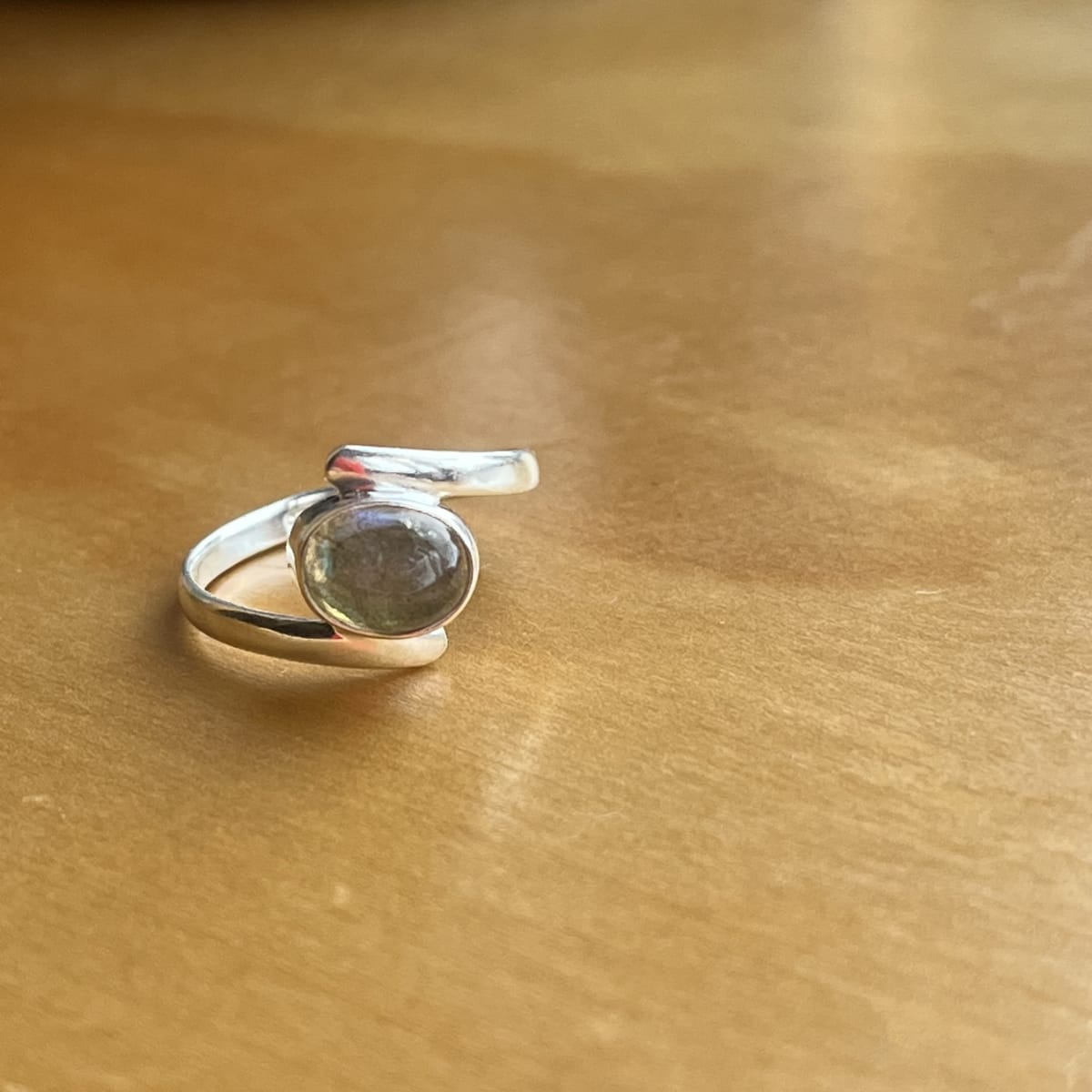 Anillo plata 925 mini labradorita circulo #121