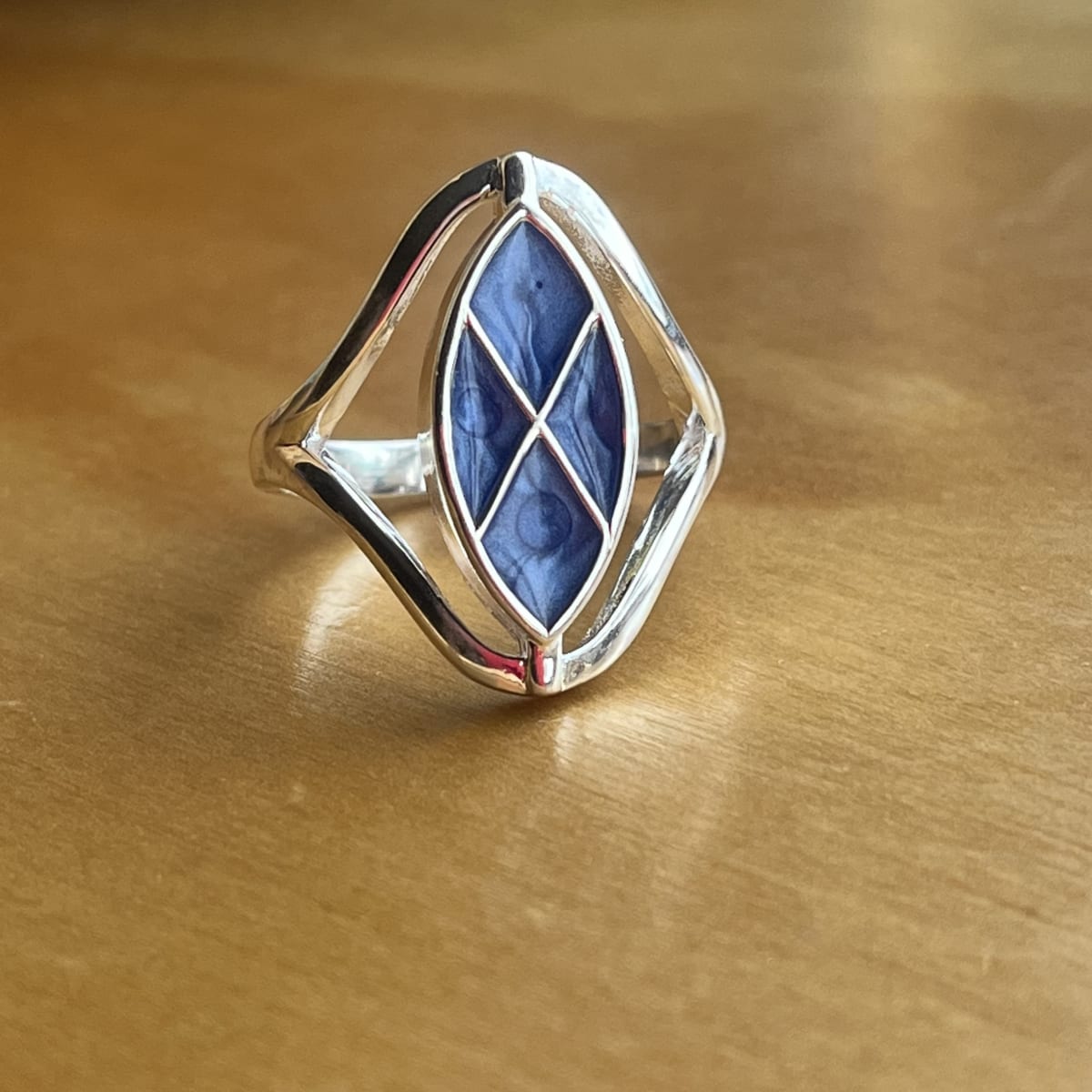 Anillo plata 925 azul lapidado #221