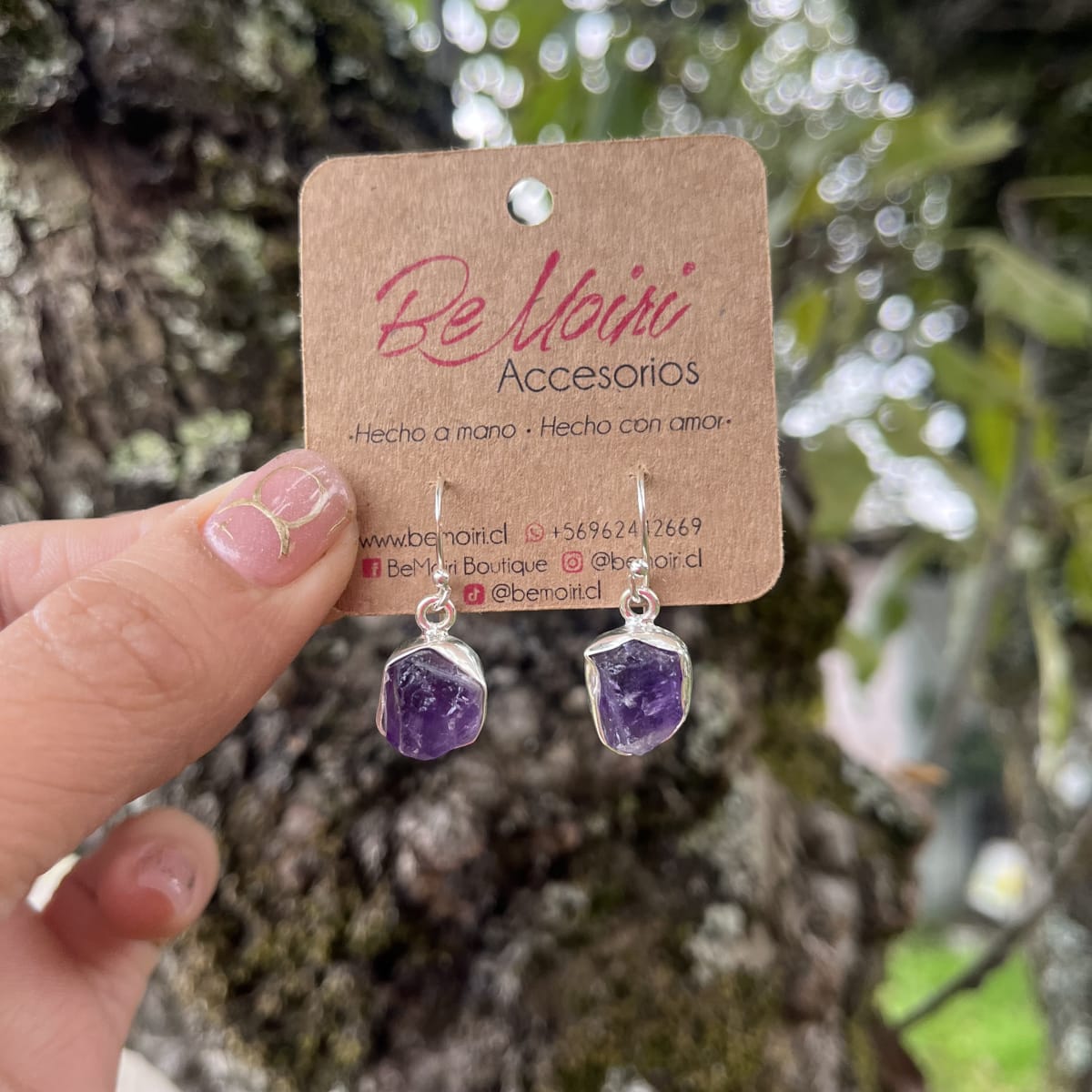 Aros colgantes plata 925 colgante drusa amatista1