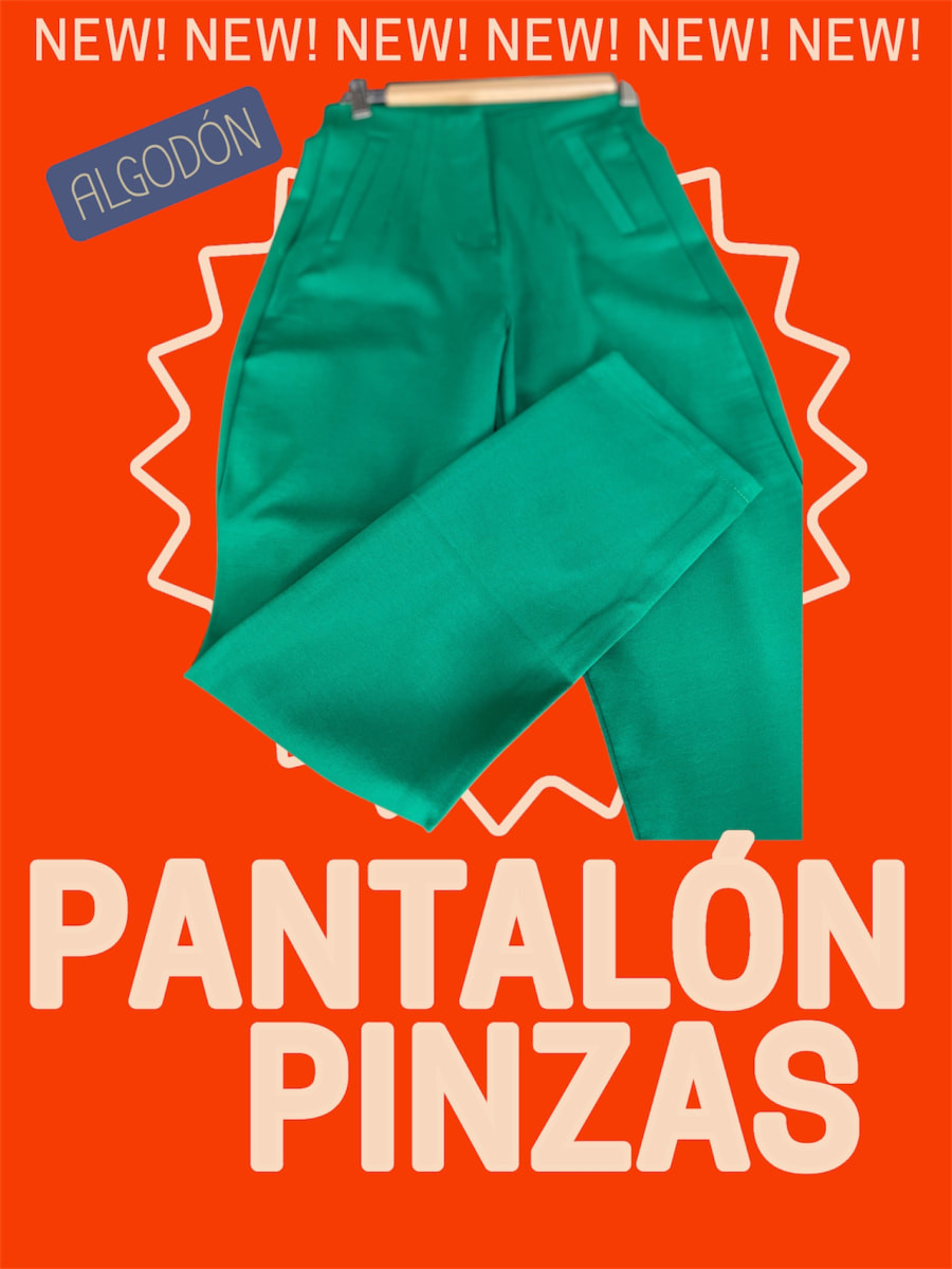 Pantalon con pinzas pitillo algodón verde1