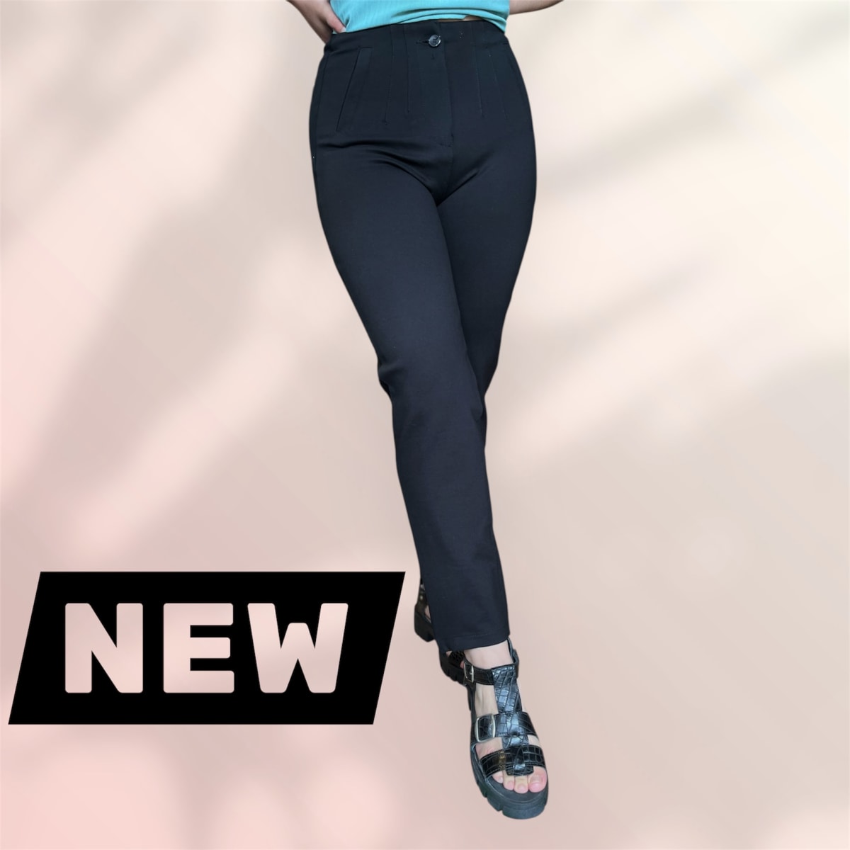 Pantalon con pinzas pitillo algodón negro1