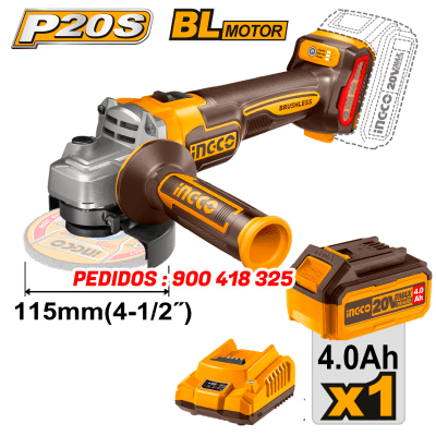 AMOLADORA A BATERA 20V BL + 1 BAT 4AH1