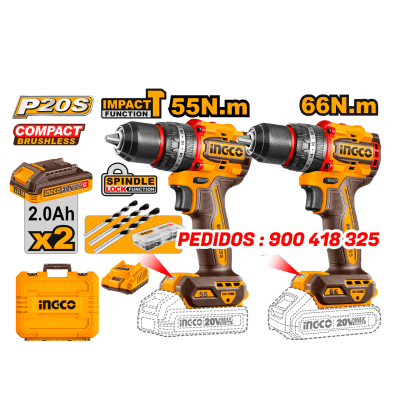 TALADRO PERCUTOR 55Nm + 66Nm 20v AICOS000881