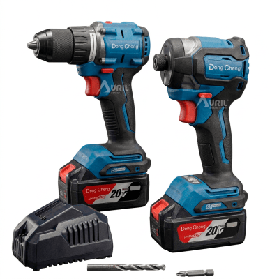 Taladro Percutor + Atornillador de Impacto 20V Brushless Dongcheng DCKIT26AM1