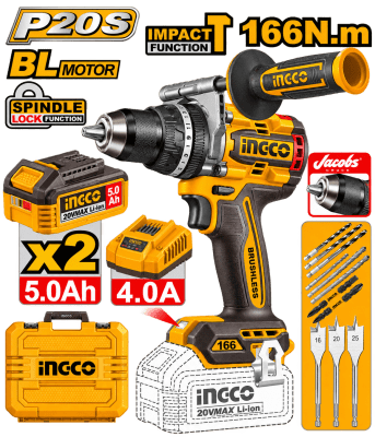TALADRO CON PERCUTOR 166N.M 20V INGCO1