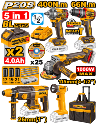 KIT COMBINADO 5PCS BRUSHLESS INGCO1