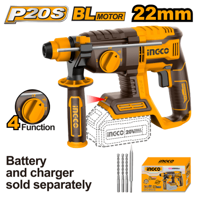 ROTOMARTILLO A BATERIA 20V 4 FUNCIONES 22MM INGCO CRHLI20208111