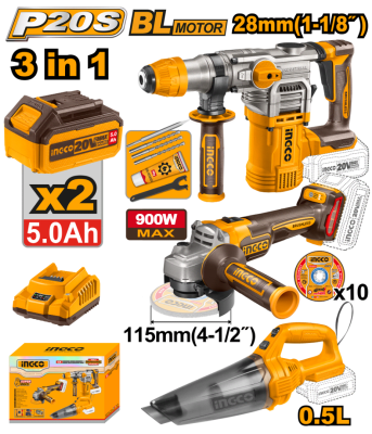 ROTOMARTILLO + AMOLADORA + ASPIRADORA - INGCO COSLI2407851