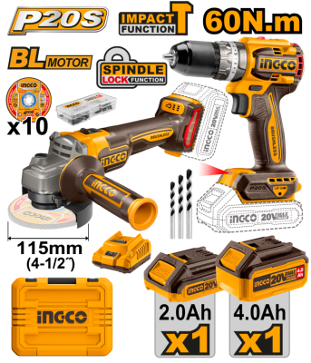 COMBO ATORNILLADOR 20V C PERCUTOR (CIDLI20602) + AMOLADORA 20V1