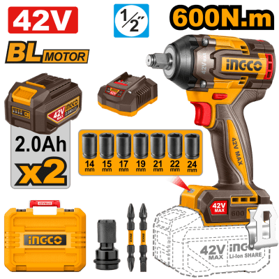 LLAVE DE IMPACTO A BATERIA 42V BRUSHLESS 600NM 1/2
